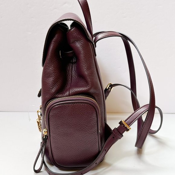 Michael Kors Jet Set Item Medium Chain Leather Backpack Bordeaux - Picture 5 of 11